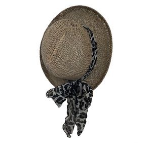 Cherokee Straw Hat with Leopard Ribbon - One Size